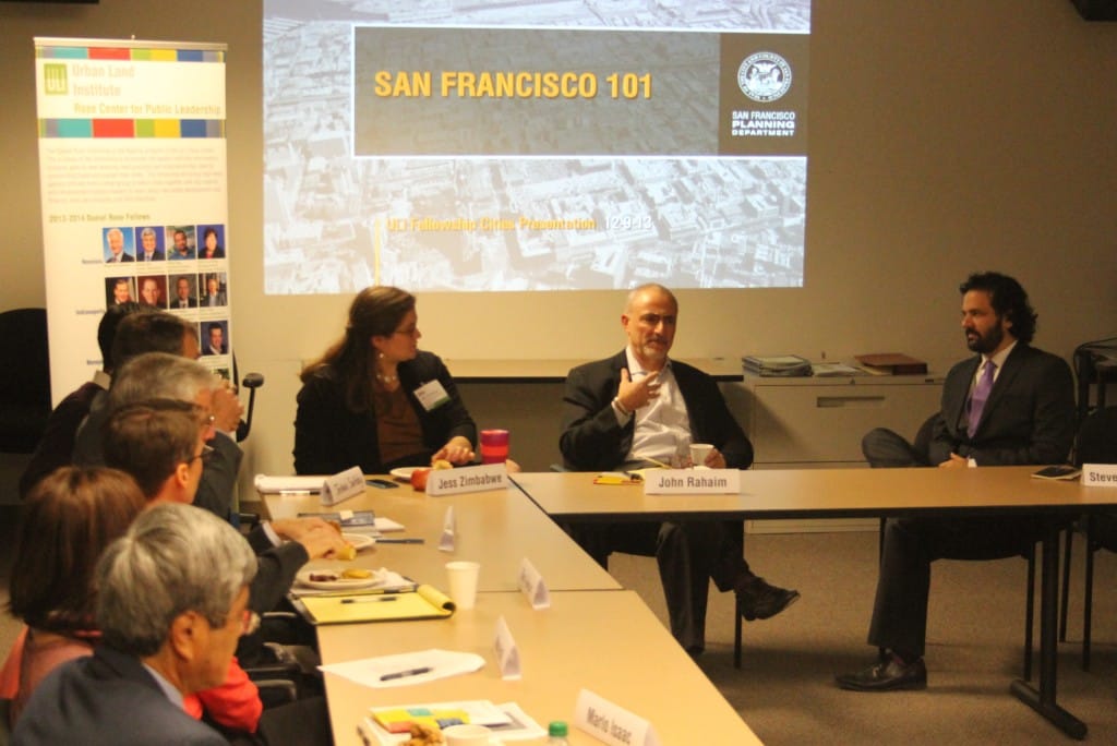 Planning Director John Rahaim (center) and Citywide Policy and Analysis Planner Steve Wertheim (right) greet the Daniel Rose Fellows at the City of San Francisco Planning Department
