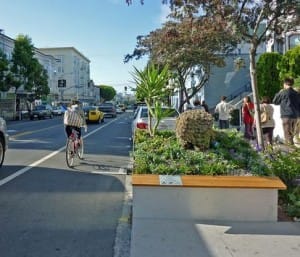 Valencia Street in San Francisco has been made more pedestrian and bicycle friendly and has seen positive impacts (Peninsula Transportation Alternatives)