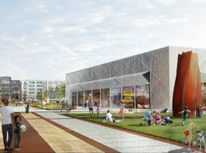 Artist rendering of a proposed arts studio building in the Pier 70 by Forest City development. 