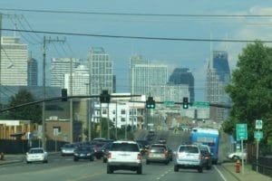 Charlotte Avenue in Nashville links into downtown.