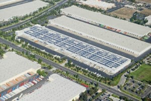 A Prologis distribution facility outfitted with a solar installation in Rancho Cucamonga, California (photo by Woody Welch)