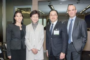 Ms. Carrie Lam (second from left) pictured with ULI North Asia Chairman Raymond Chow and ULI Asia Pacific Chief Executive John Fitzgerald. 
