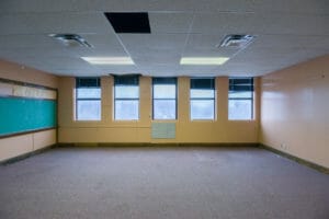 A preconstruction image of a typical classroom in The Roosevelt School.