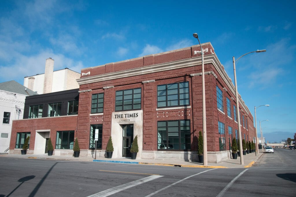 The Times Lofts, an adaptive use of a historic newspaper building redeveloped into 31 lofts. Development process managed by Jenifer Acosta.